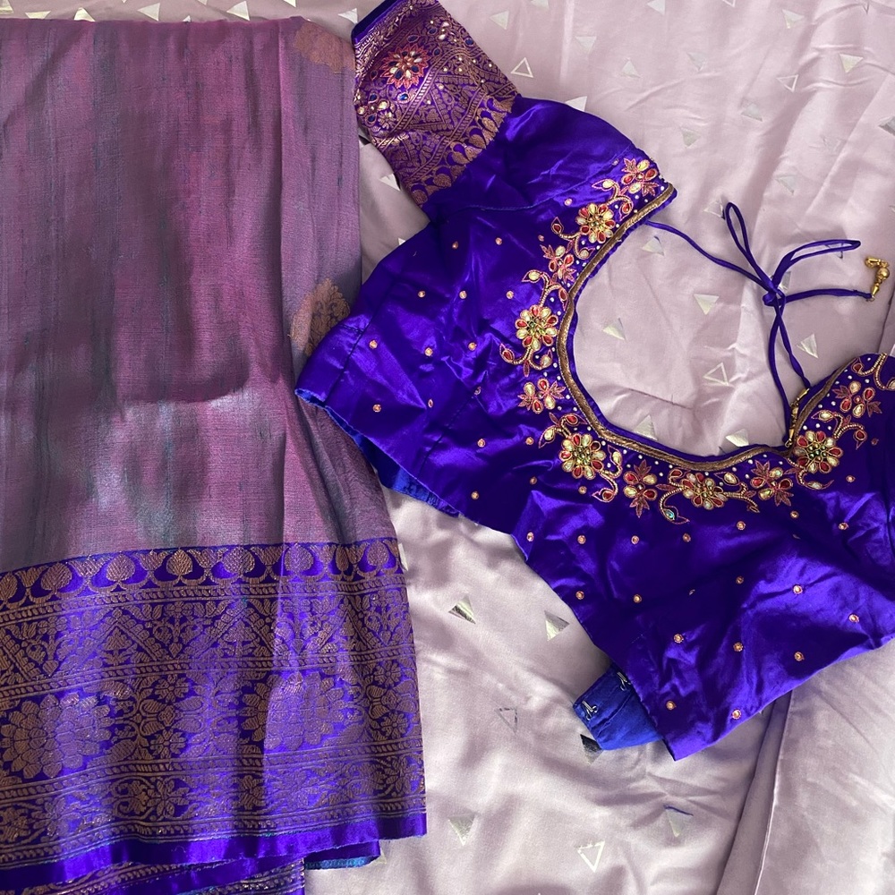 Silk Saree choli blouse Bollywood Indian sari